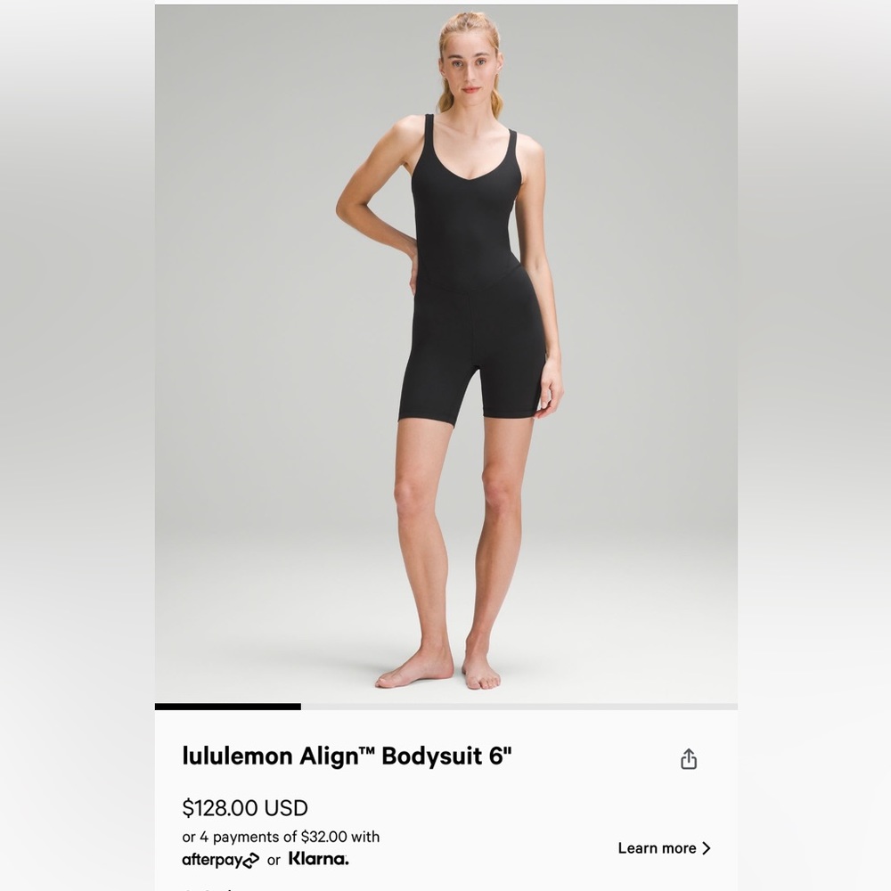 Lululemon align body suit. 6”. Size 6. Only worn 3 times. EUC